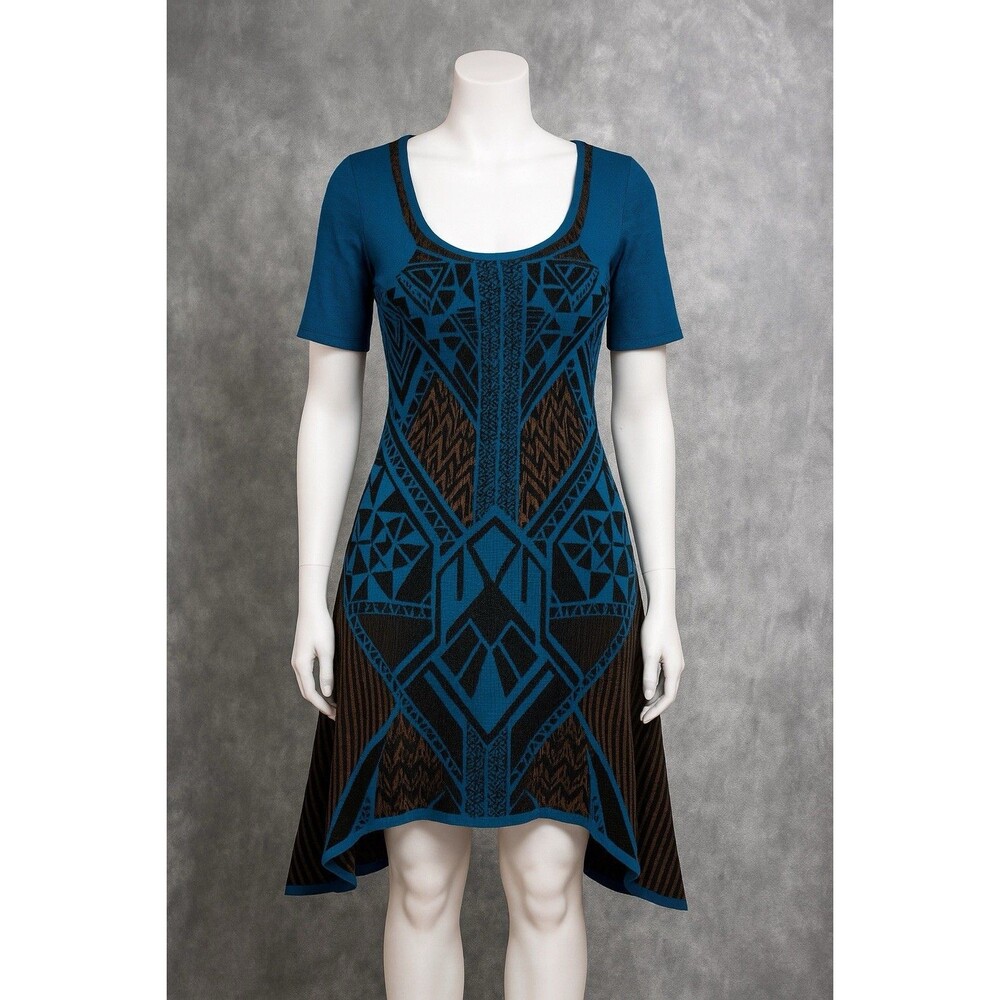 Flying Tomato  Sweater Dress Womens Size‎ Small Blue Aztec Boho Mini Tribal